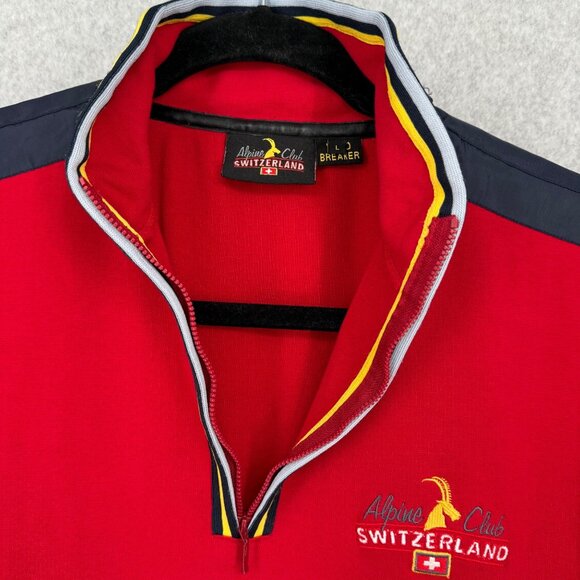 Alpine Club Switzerland Mens VTG Quarter Zip Wind Breaker Pullover Size L Red - Picture 3 of 12